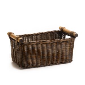 Compact Pole Handle Woven Storage Basket with Practical Detail
