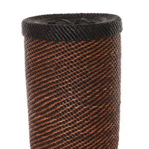 Small Black & Brown Reed Reed Lidded Hamper