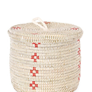 Red Blossom Lidded Storage Basket