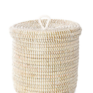 Small White Lidded Basket