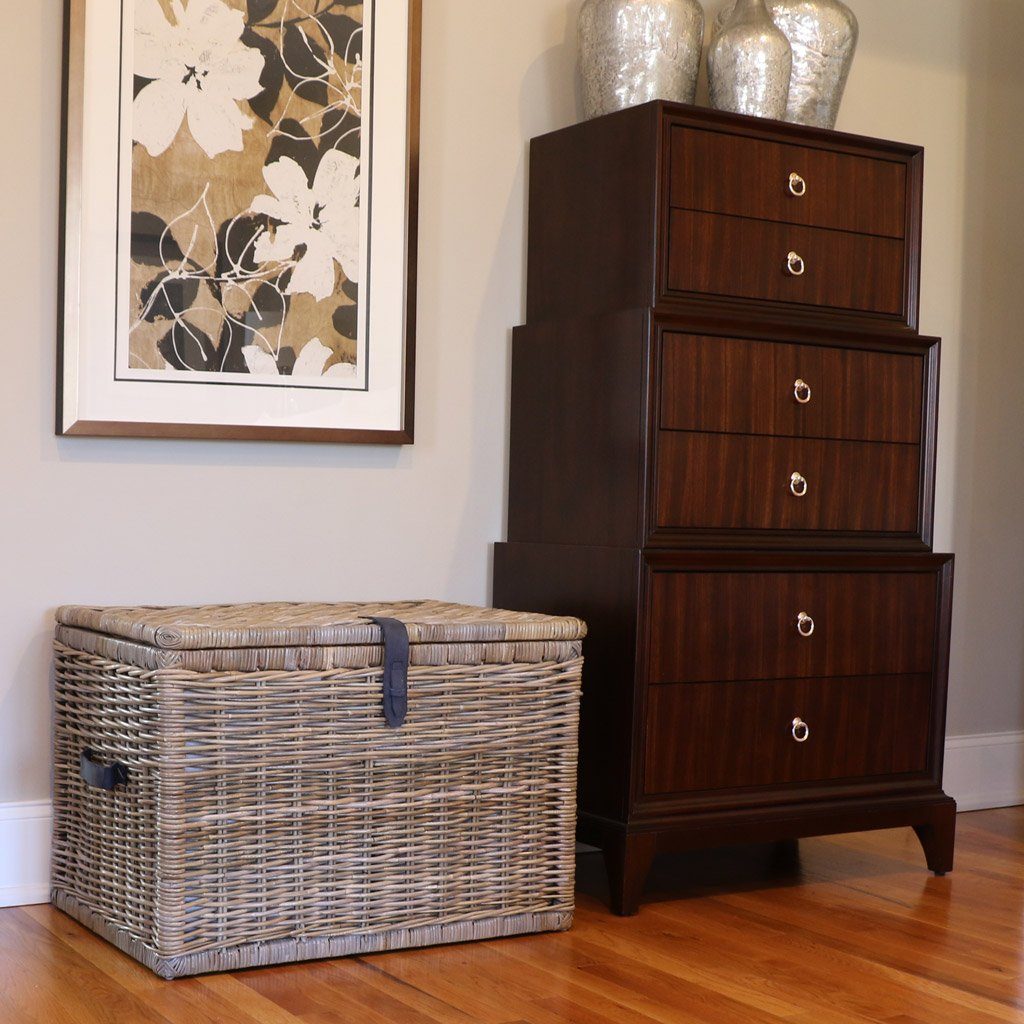 Deep Natural Wicker Storage Trunk with Practical Detail - Image 17