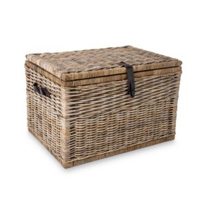 Deep Natural Wicker Storage Trunk with Practical Detail