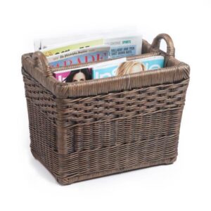Rectangular Handwoven Wicker Divided Magazine Basket