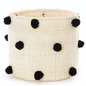 Natural Sisal Basket with Black Pom Poms