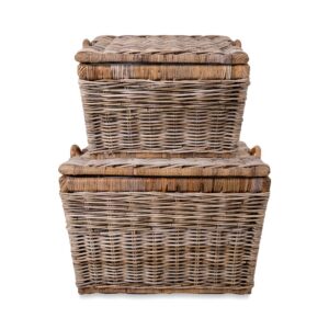 Handwoven Lift-off Lid Natural Woven Storage Basket
