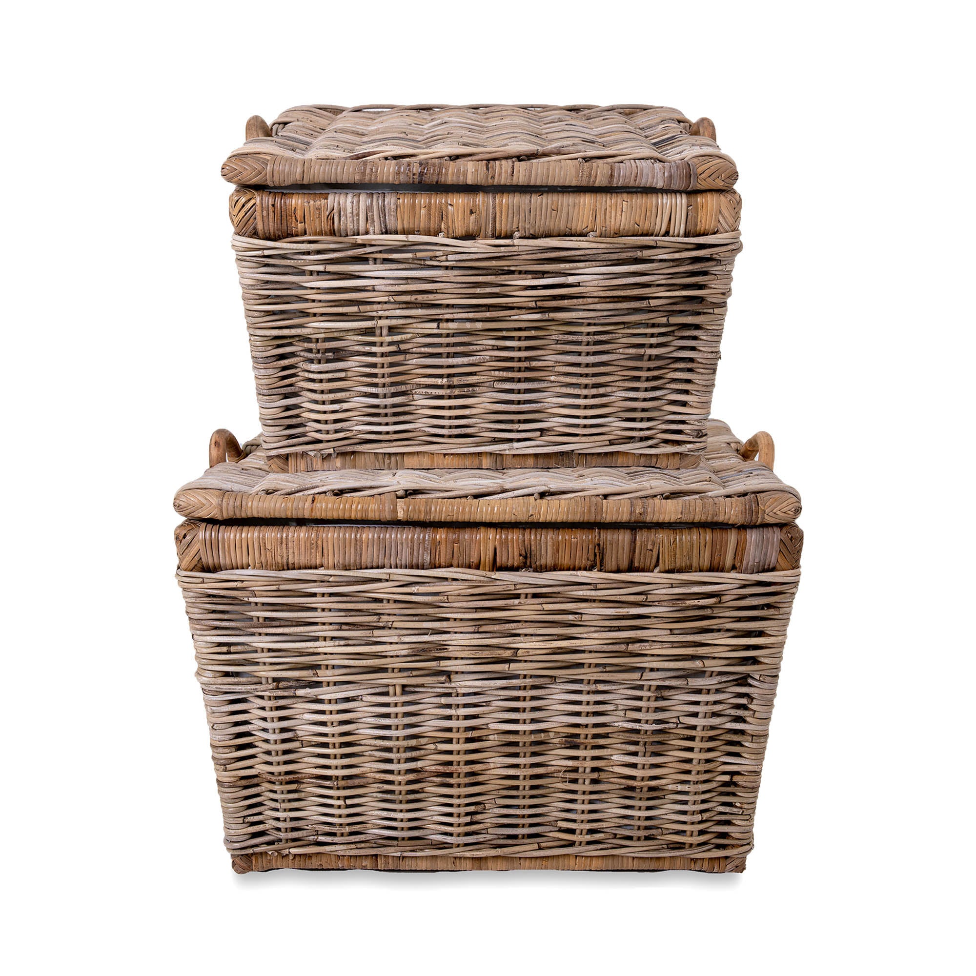 Handwoven Lift-off Lid Natural Woven Storage Basket