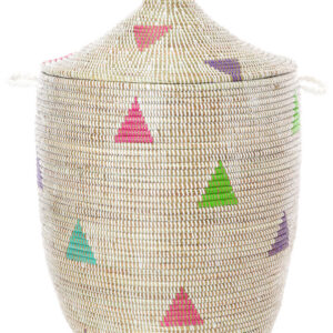 Large White Geometric Triangles Hamper Basket