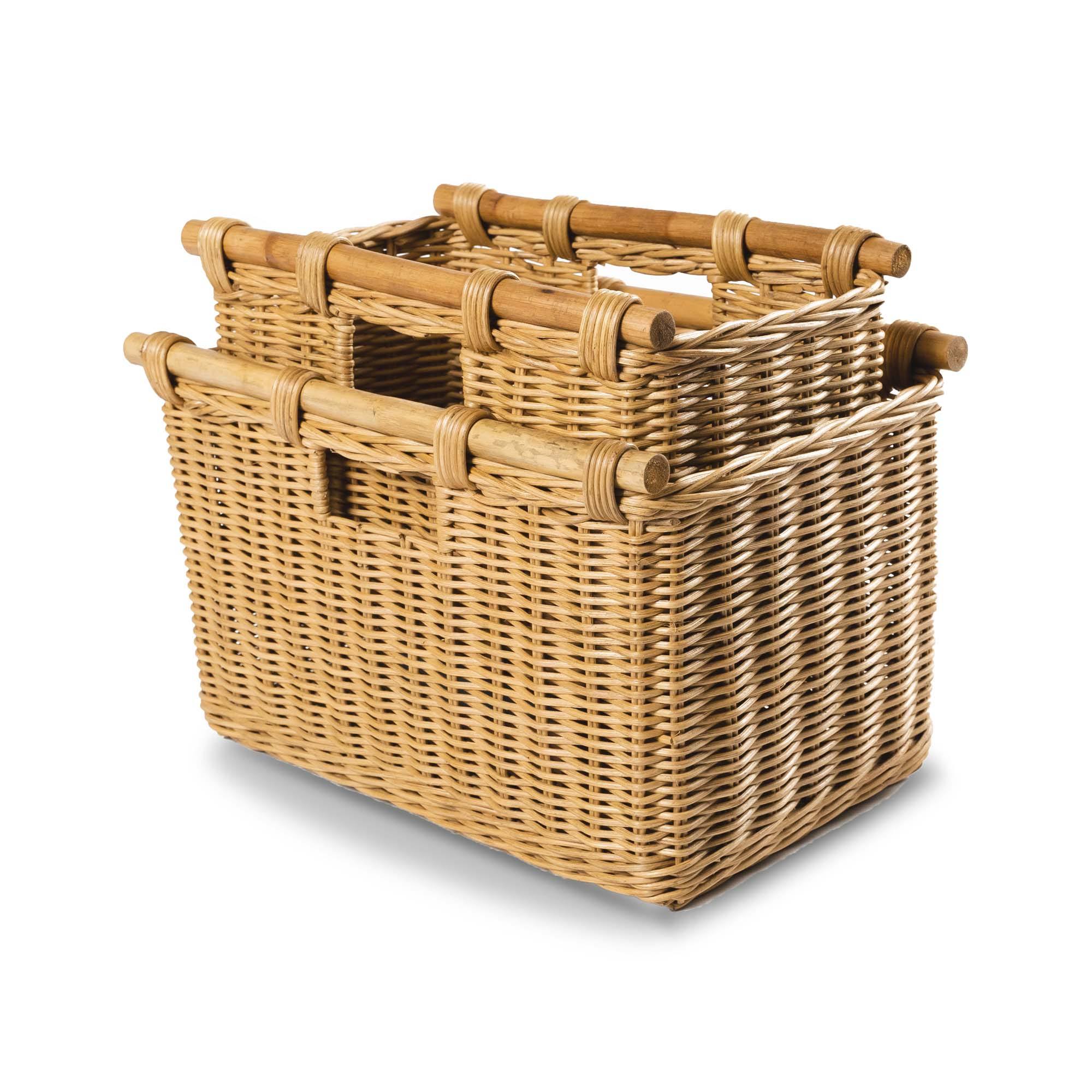 Tall Narrow Woven Storage Basket with Practical Detail - Image 3