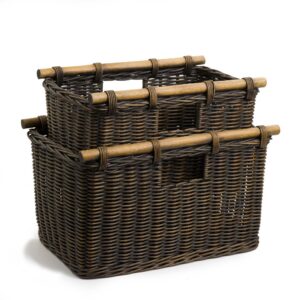 Tall Narrow Woven Storage Basket with Practical Detail