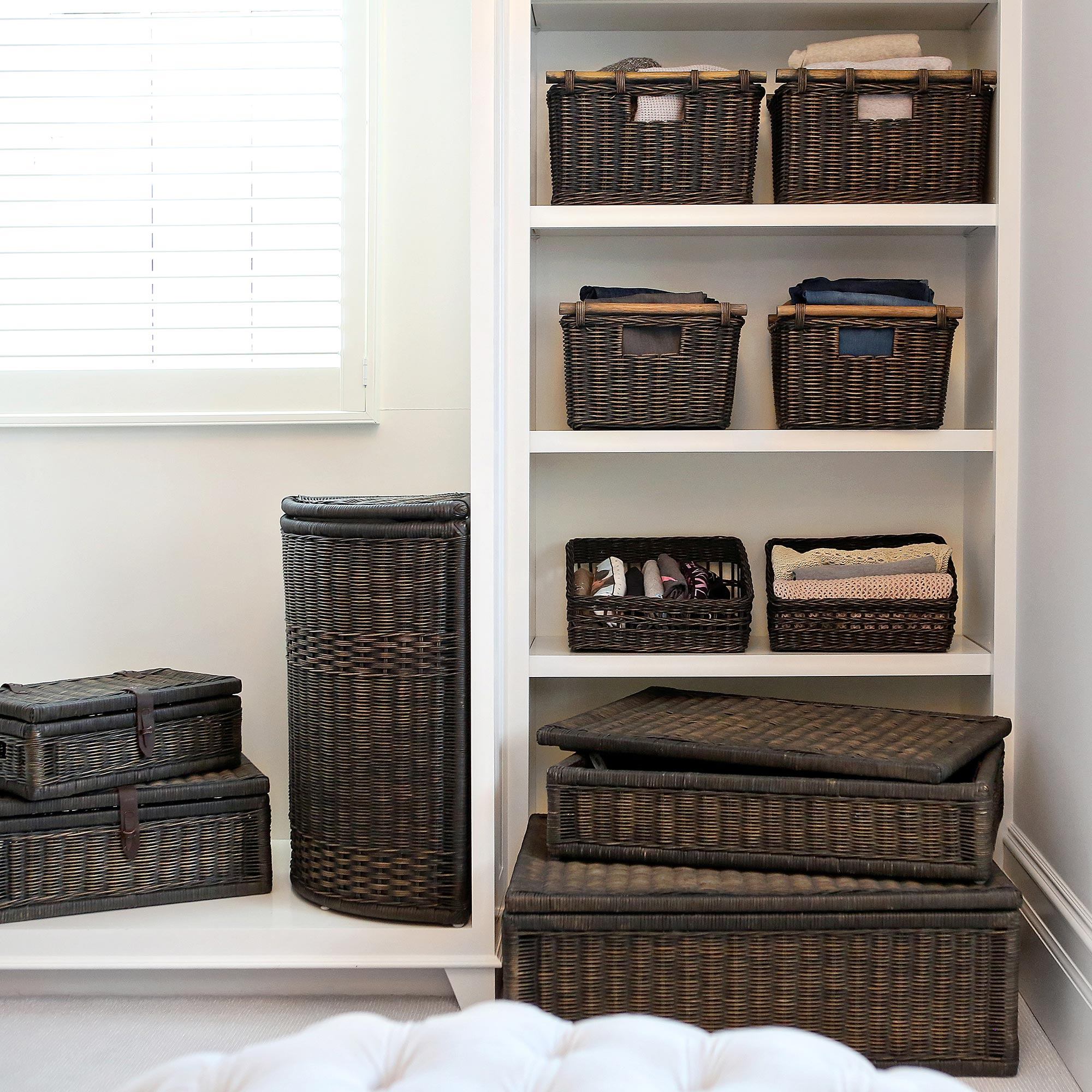 Textured Covered Woven Storage Basket - Image 10