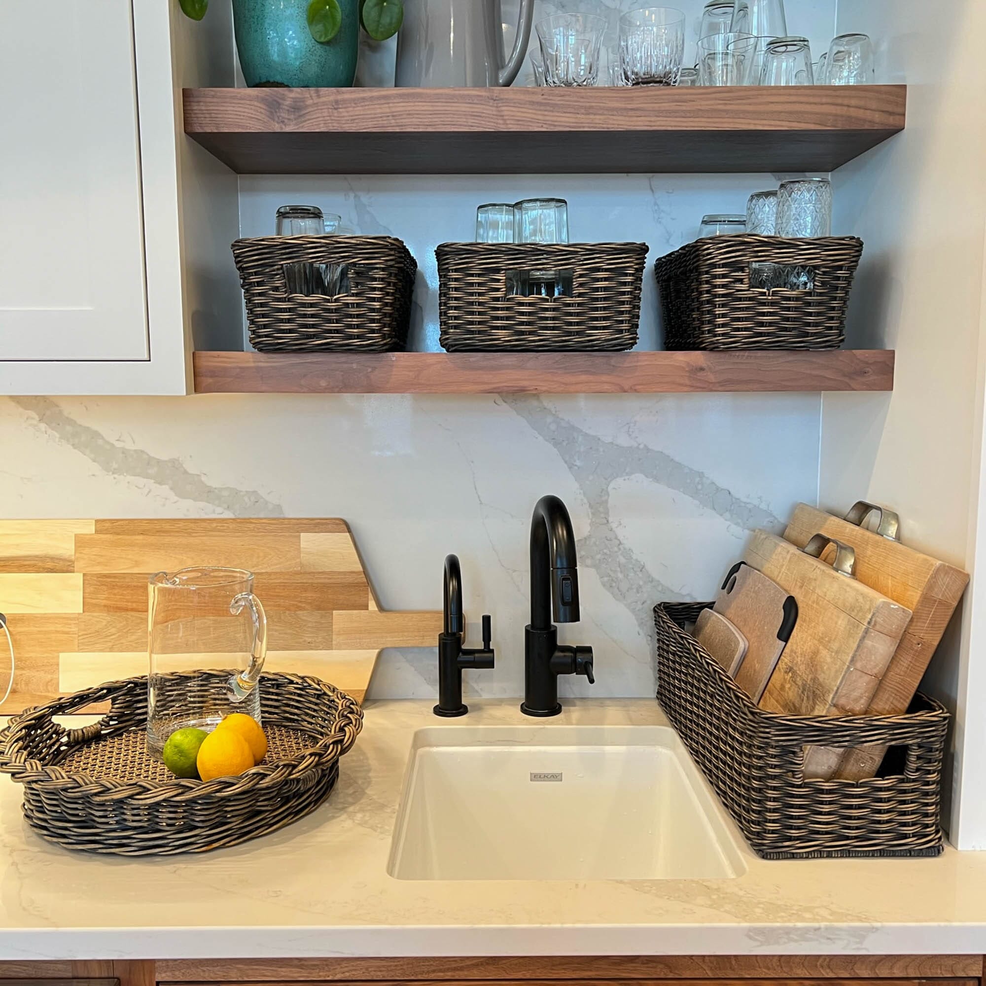 Narrow Rectangular Woven Storage Basket with Practical Detail - Image 21